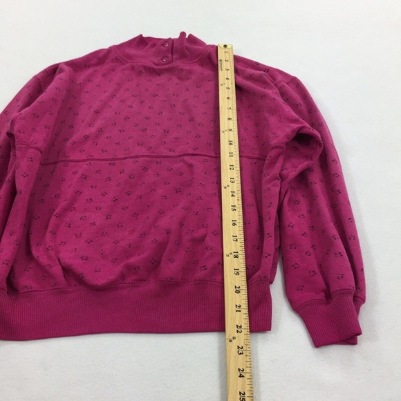 Vintage 1980 Vintage Mock Neck Floral Print Sweatshirt Size Large Womens Pink L - Picture 8 of 8